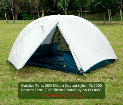2 Person Ultralight Tent 20D Nylon Silicone Coated Fabric Waterproof