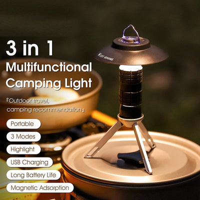Portable Camping Light with Magnetic USB Rechargeable