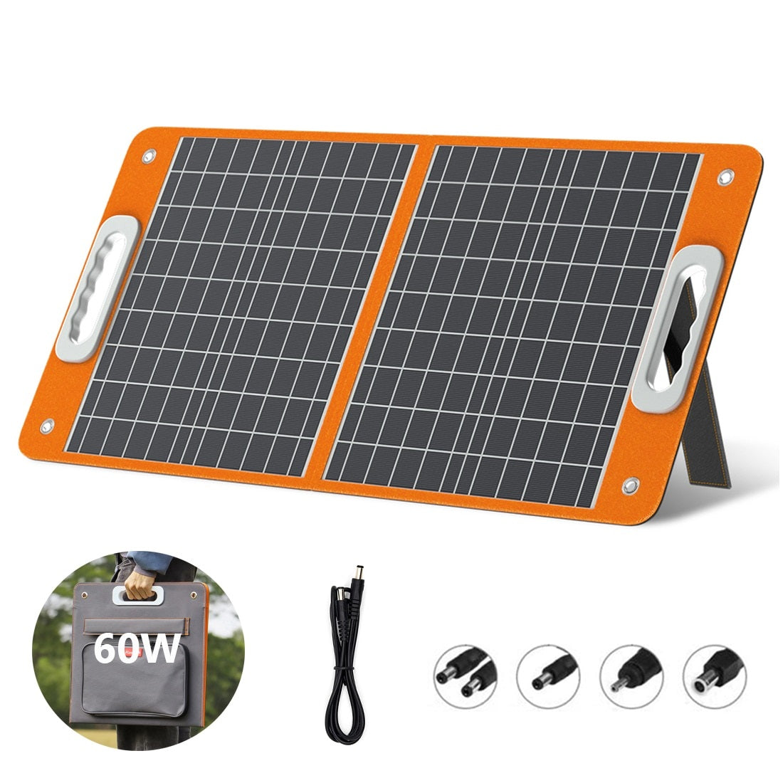 Portable Solar Panel 60W 18V Solar Charger Foldable with DC Output PD Type-c/QC3.0 For Solar Generator Phones Tablets