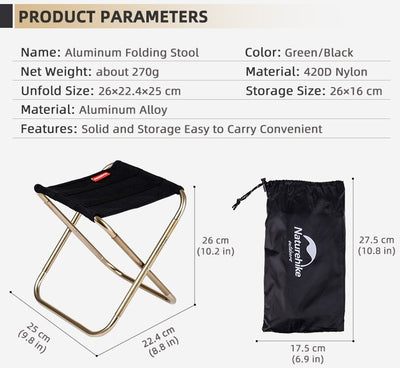 Lightweight Outdoor Camping Chair Aluminum Folding Fishing Stool Collapsible