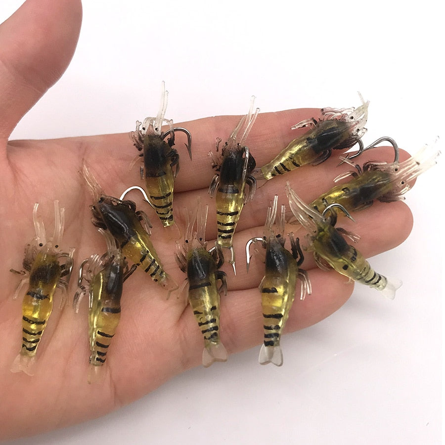 Shrimp Silicone Artificial Bait With Hooks