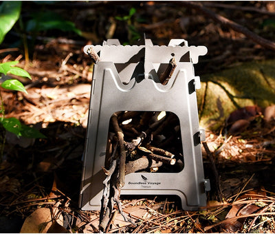 Titanium Folding Stove With Bracket Outdoor Camping Charcoal Burner Furnace Portable Stove 