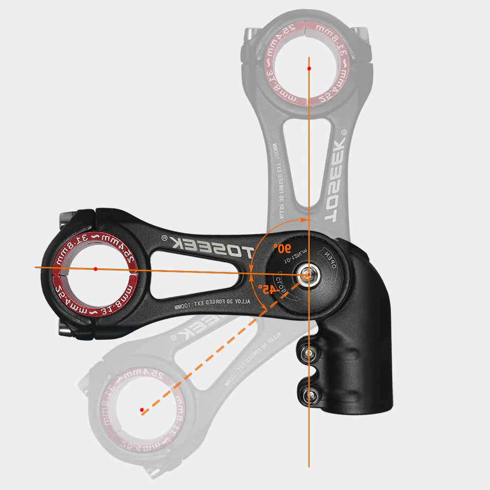 Bicycle Handlebar Stem Adjustable-45 To 90 Degree Length 80/100/130mm Handlebar 25.4/31.8mm Stem For XC Mountain Road City Bike