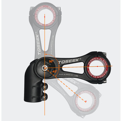 Bicycle Handlebar Stem Adjustable-45 To 90 Degree Length 80/100/130mm Handlebar 25.4/31.8mm Stem For XC Mountain Road City Bike