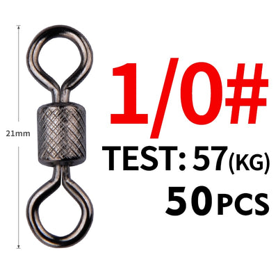 50 PCS/Lot Fishing Swivels with Ball Bearings and Safety