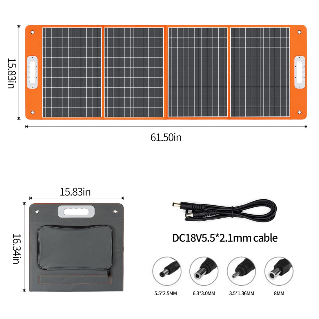 Solar Panel 100W 18V Solar Charger with DC Type-c/QC3.0 Output Charge For Power Station Van RV Road Trip Camping