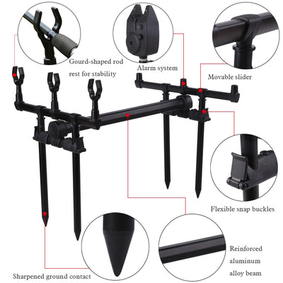 Top Quality Adjustable Retractable Fishing Rod Stand Holder for 3 Fishing Rods