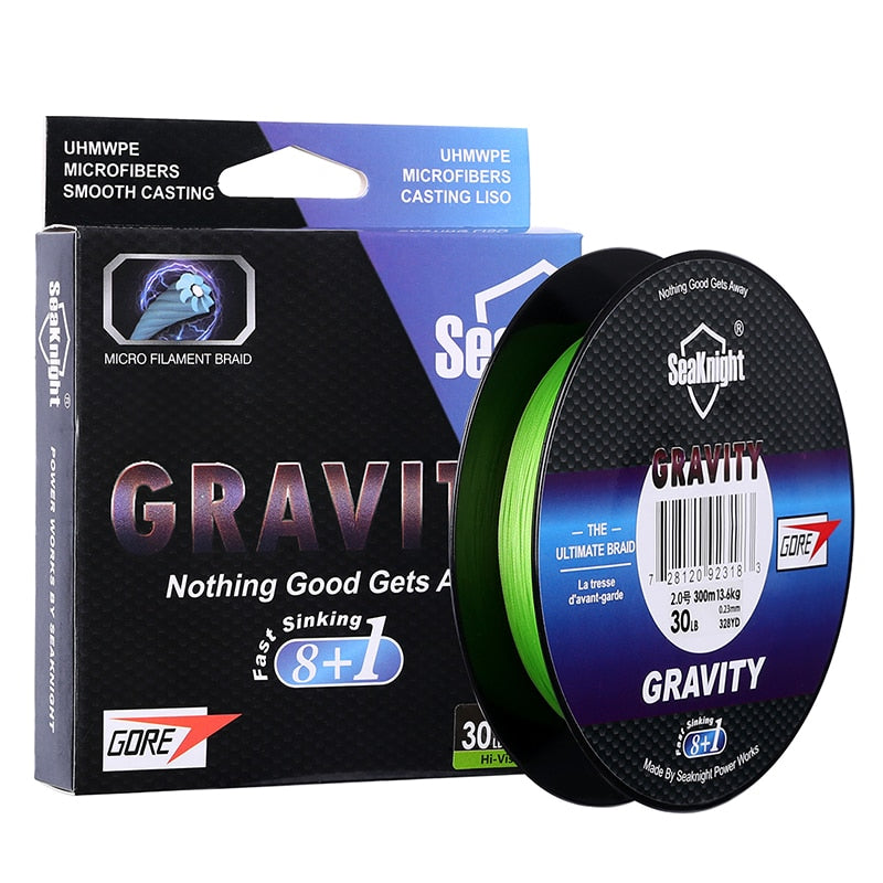 GRAVITY 8+1 Series G9 Fast Sinking Line 150M 300M 9 Strands Braid PE Line High Specific Gravity for Carp Fishing