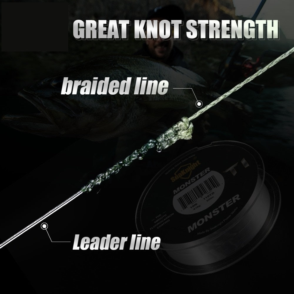 MONSTER T1 Series Fluorocarbon Coated Fishing Line 100M Monofilament Fishing Line Leader Sinking Line