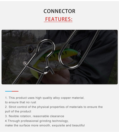 50 Pcs. Stainless Steel Fishing Connector Fast Clip Lock Snap Swivel Solid Rings Safety