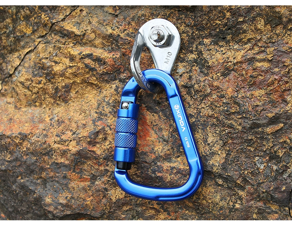 Rock climbing carabiner safety connector lock
