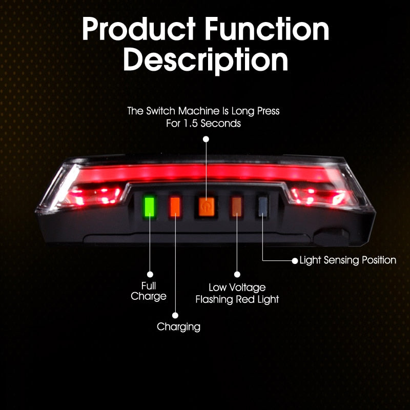 Smart Bike Taillight Wireless Remote Turn Signal Light MTB Road Bicycle LED USB Rechargeable Waterproof Cycling Safety Lamp