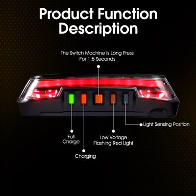 Smart Bike Taillight Wireless Remote Turn Signal Light MTB Road Bicycle LED USB Rechargeable Waterproof Cycling Safety Lamp