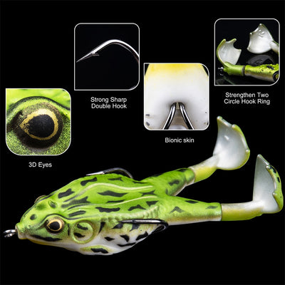 Frog Type Topwater Lure Silicone Thunder Fishing Lure 8/9/10 CM Double Propeller Soft Bait Artificial Wobbler For Fishing