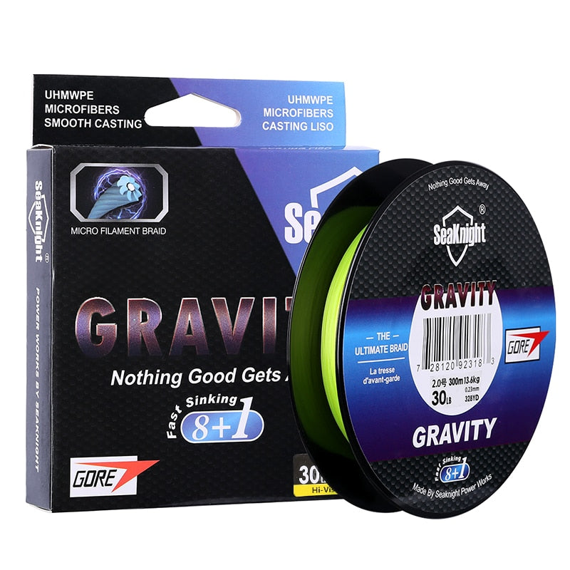 GRAVITY 8+1 Series G9 Fast Sinking Line 150M 300M 9 Strands Braid PE Line High Specific Gravity for Carp Fishing