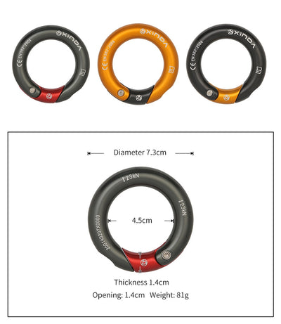 23kN Openable Ring 7075 aluminium multi directional gated ring for climbing