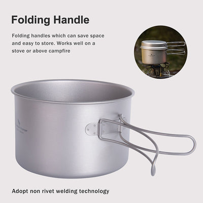 Titanium Pot with Portable Foldable Handles