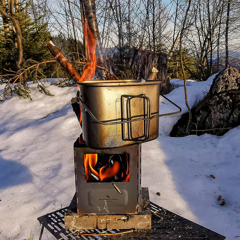 Titanium Folding Wood Stove Camping Charcoal Burner Outdoor 