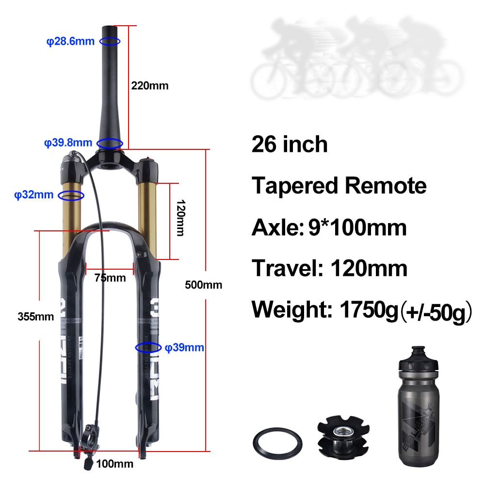 Magnesium Alloy MTB Bicycle Fork Suspension Air 26/27.5/29-Inch Mountain Bike 32 RL100mm