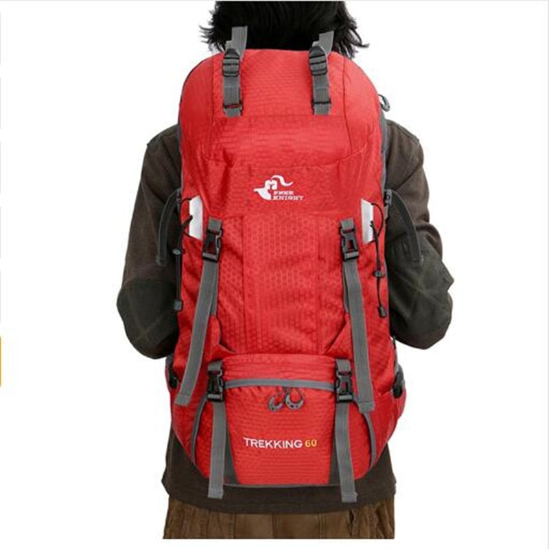 60-L Camping Hiking Backpacks For Climbing With Rain Cover