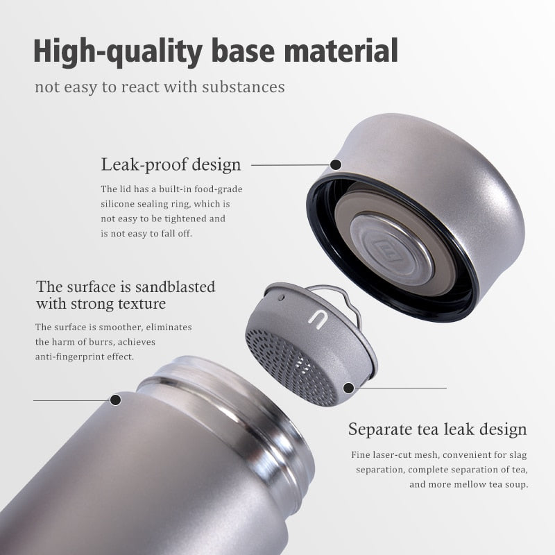 Vacuum Thermal Insulation Cup with Filter: Portable Tea, Coffee, Wine, Whisky, and Water Bottle