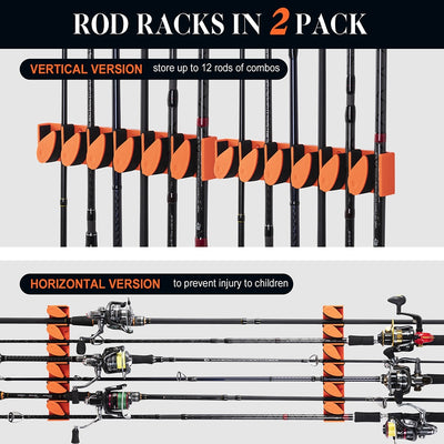 Rod Holders: 6-rod Rack Wall Mount Fishing