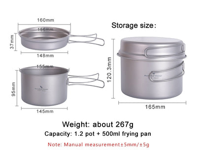 Titanium Pot with Portable Foldable Handles