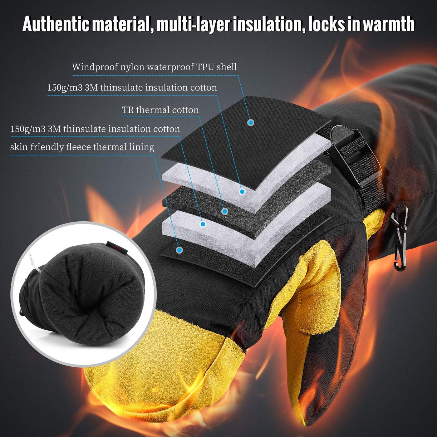 Long Winter Gloves Outdoor Sports 3M Windproof