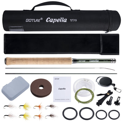 Goture 12FT Classical Tenkara Fly Fishing Rod Combo Super Light Portable IM8 Carbon Fiber Trout Rod With Flies Line Lures Set