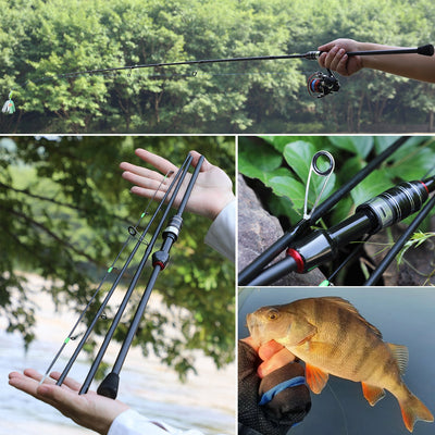 Fishing Rod 4 Section 2.1m UltraLight Carbon Fiber Pike Spinning and Casting