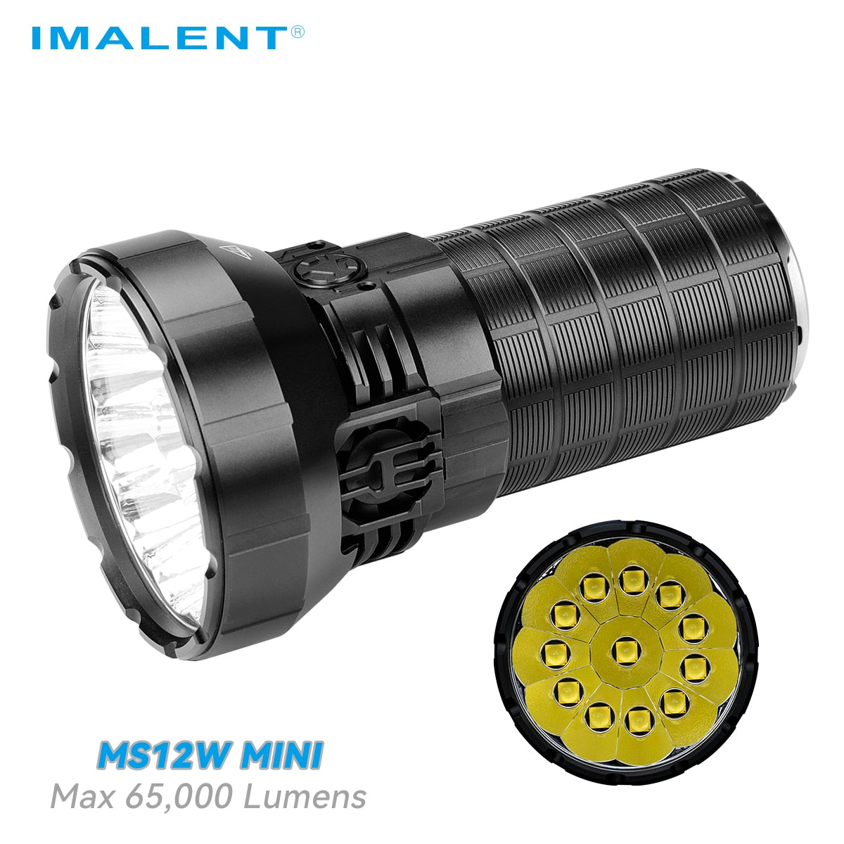 Mini Rechargeable Flashlight 65000LM with 21700 Battery for Hunting, Search, and Rescue 