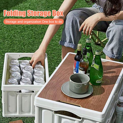30L Folding Box with Wooden Lid