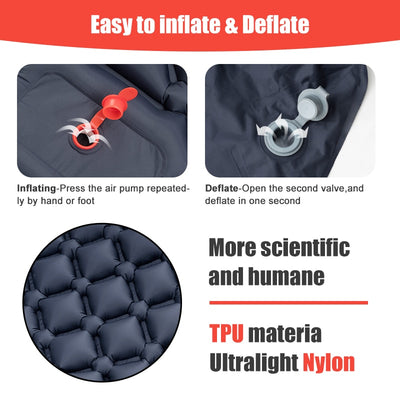 Outdoor Camping Sleeping Pad: Inflatable Mattress with Pillows