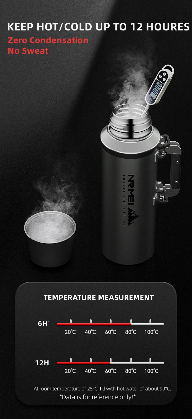 Outdoor Thermos Stainless Steel Large Capacity Portable Double Wall Vacuum Flask Insulated