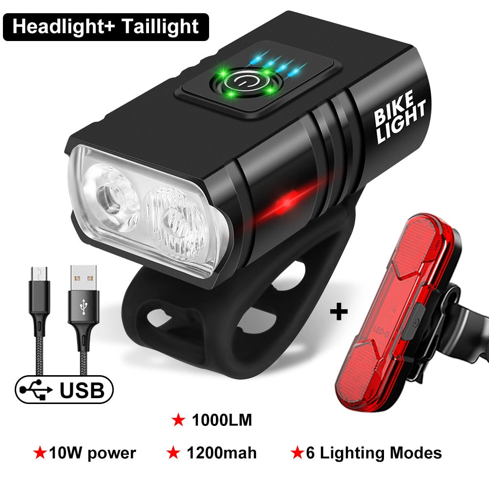 LED Bicycle Light 1000LM USB Rechargeable Power