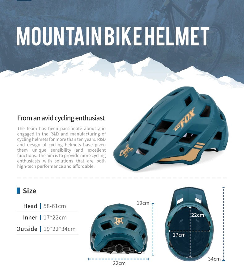 MTB bicycle helmets for men
and women