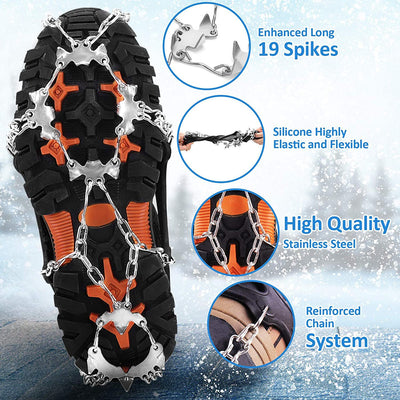 Crampons Ice Gripper Spike for Shoes Steel Chain Winter Hiking