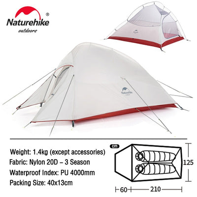 Ultralight Tent Standing 20D Fabric Camping Tents For 2 Person