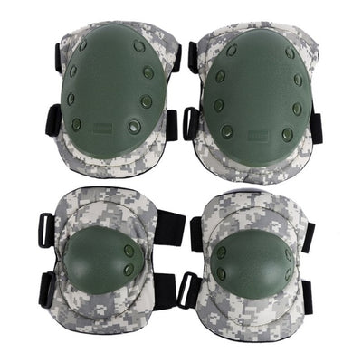 Protective Knee Elbow Protector Pad Set Gear Sports Green Camouflage Elbow & Knee Pads