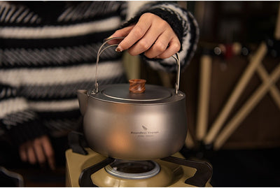 Outdoor Camping Teapot Coffee Jug Pot Lightweight Coffee Pot Titanium Kettle with Filter 